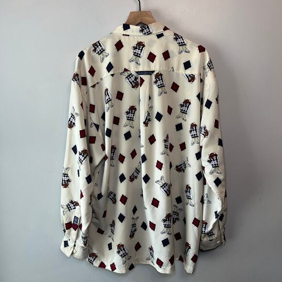 Vintage Y2K Phat Farm Men's Bull Print Long Sleeve Button Shirt Size X-Large - Picture 7 of 8